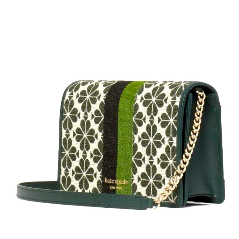 KATE SPADE ♠️ Green multi spade flower jacquard wallet on a chain